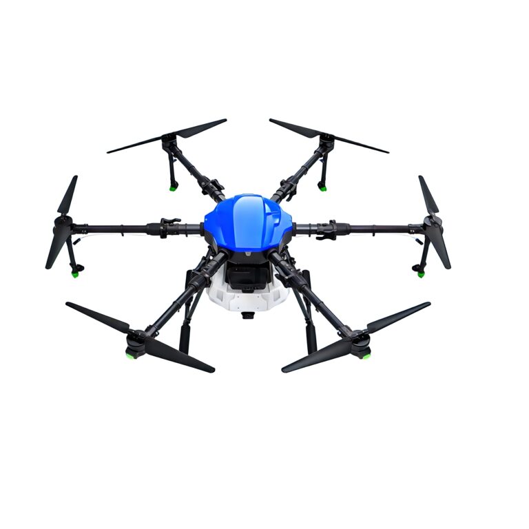 EFT E610P 10L Agriculture Spraying Hexacopter Drone Frame Kit with Red and Blue Canopy and Folding Arms