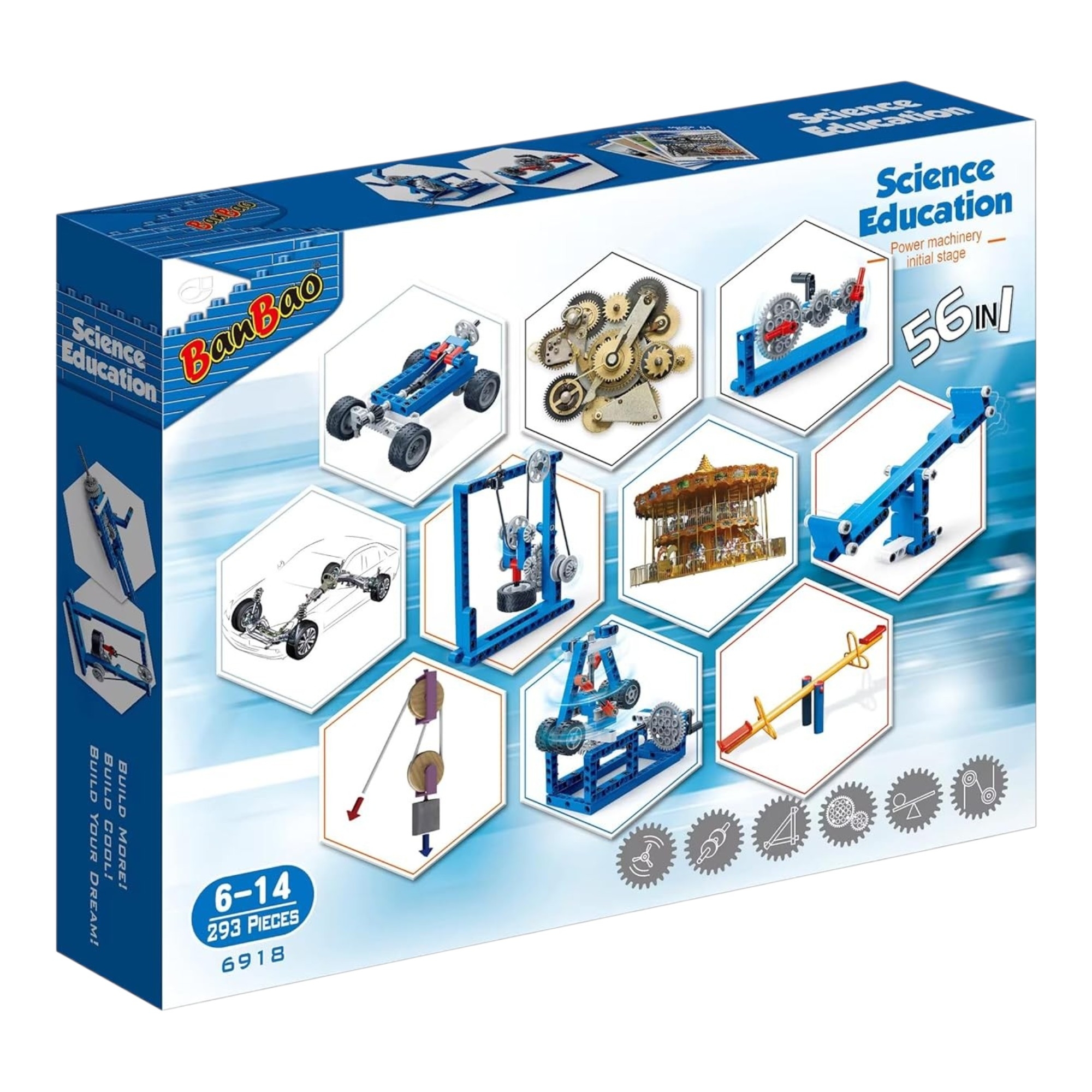 banbao-1.jpg Banbao 56-in-1 Science Education Simple Machines Building Blocks Kit (293 Pieces) | STEM Robotics & Mechanics Starter Set for Kids Ages 6-14 | Educational Construction Toy for School Labs & DIY Learning - VP0052 - Image 1