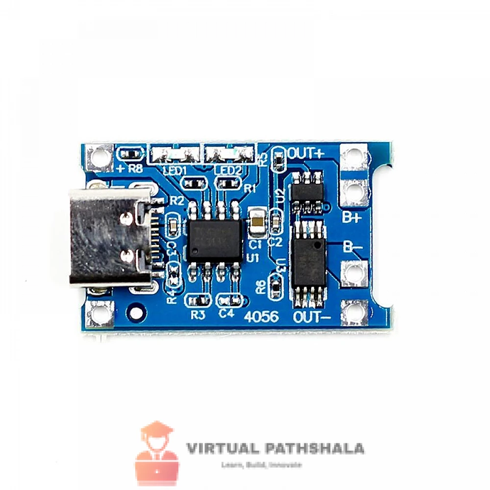 tp4056-2 TP4056 Type-C Lithium Battery Charging Module – 5V 1A Linear Li-Ion Charger with Dual DW01A Battery Protection Circuit - Image 1