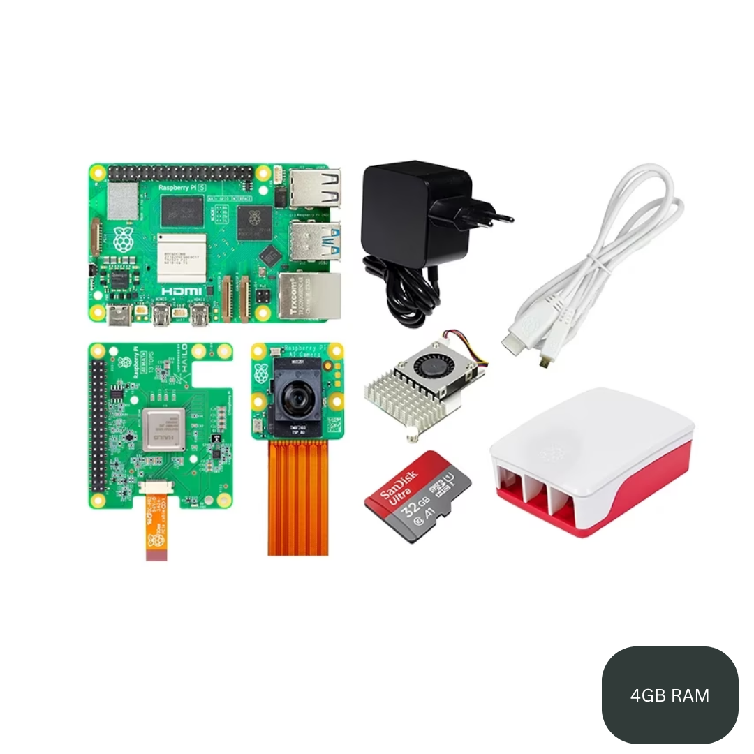 RPI-1 Official Raspberry Pi 5 4GB AI Development Bundle with 13 TOPS AI HAT+ & Sony AI Camera - Image 1